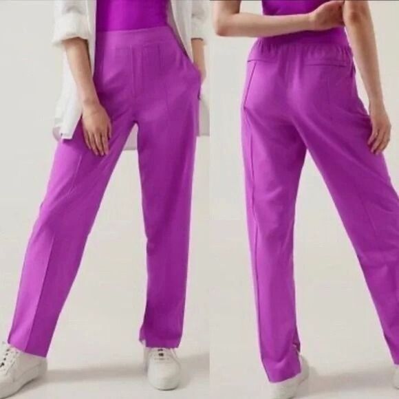ATHLETA Brooklyn Heights Pants Jazzy Purple Vienna Slim Stretch Tech NWT Size 8